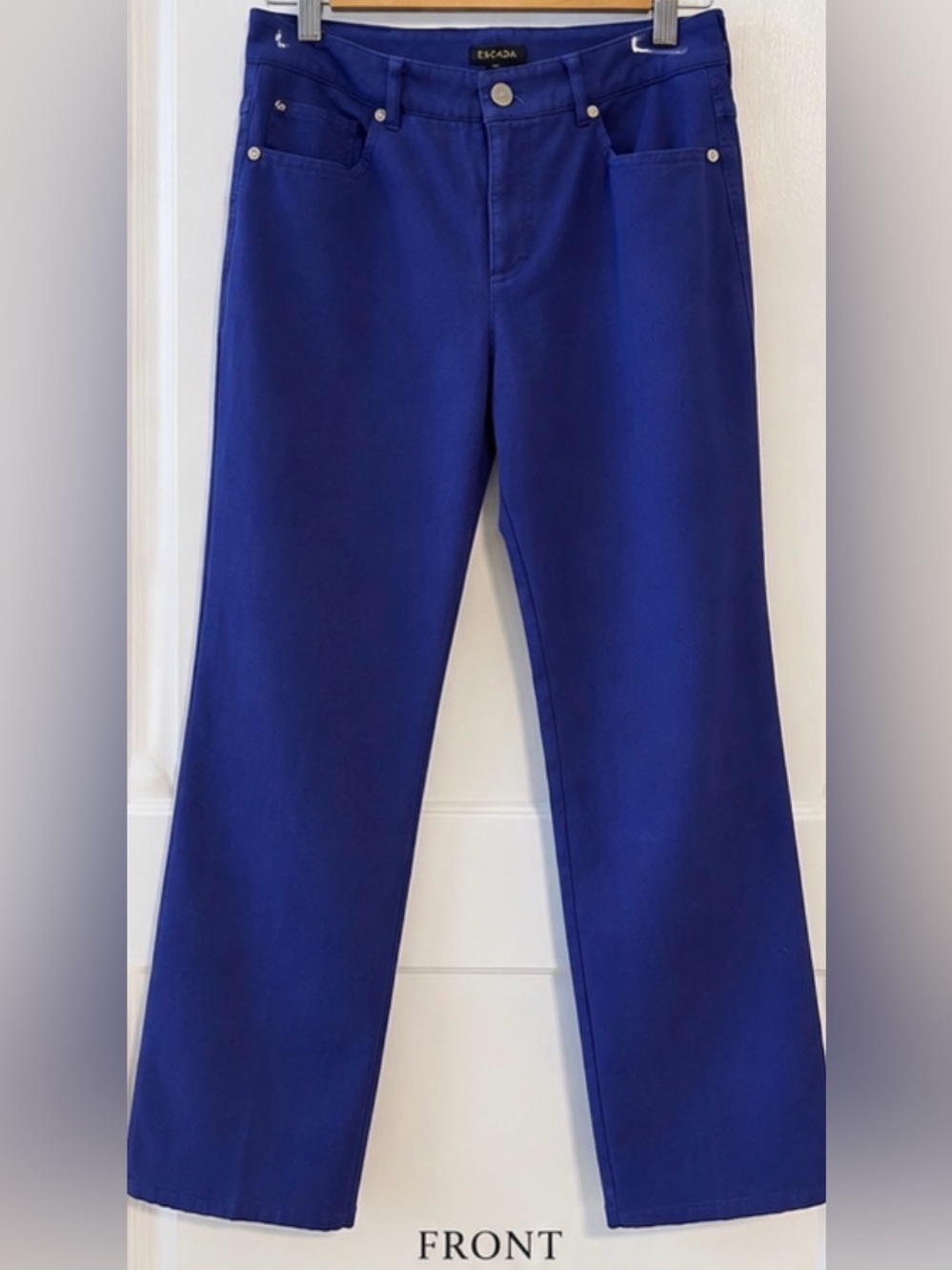 Escada Tessan Bluebell Blue Straight Flare Pants Jeans EU 38